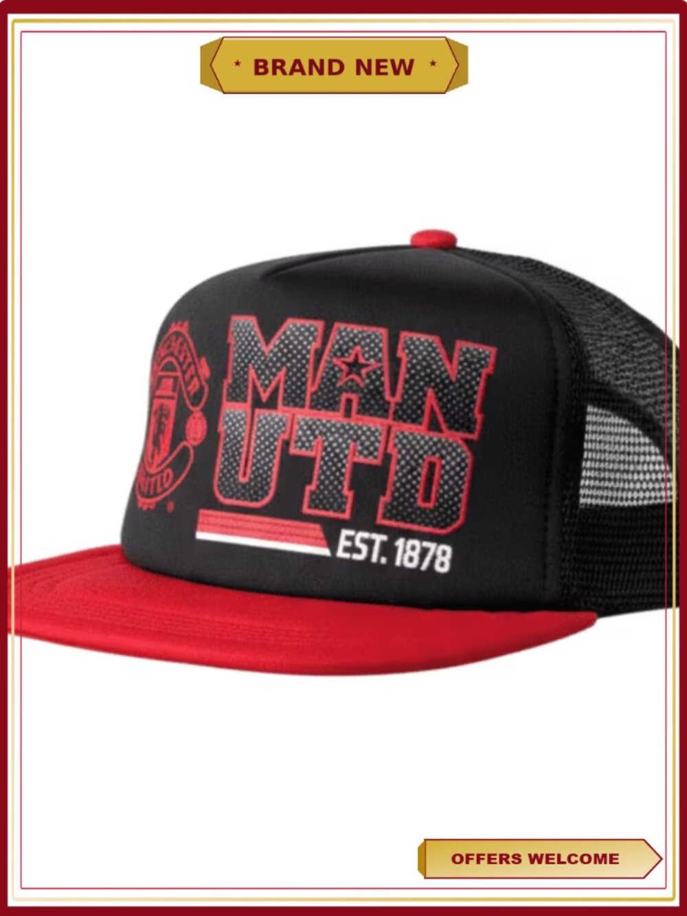 Manchester United Trucker Snapback Hat 100% Polyester Adjustable